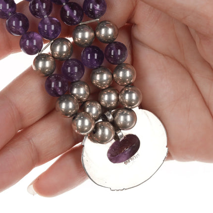 16" Vintage Carol Felley Amethyst and sterling southwestern necklace - Estate Fresh Austin