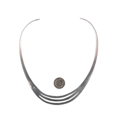 16" Vintage Mid Century Modernist Mexican sterling collar necklace - Estate Fresh Austin