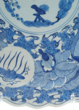 17 5/8" c1860 Japanese Sometsuke Charger hand painted blue underglaze - Estate Fresh Austin