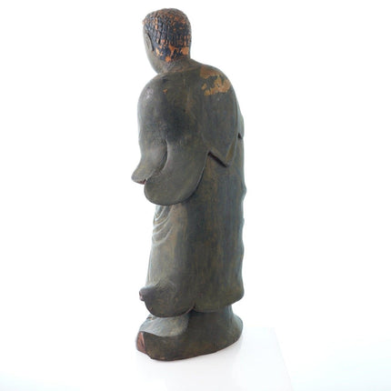 17" Antique Chinese Carved wood Buddha statue - Estate Fresh Austin