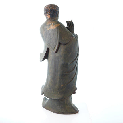 17" Antique Chinese Carved wood Buddha statue - Estate Fresh Austin