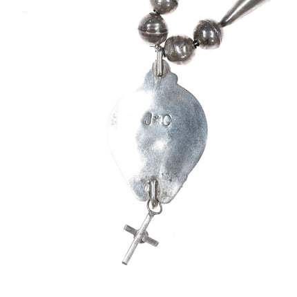 17" J*C Vintage Native American sterling and turquoise beaded cross necklace - Estate Fresh Austin