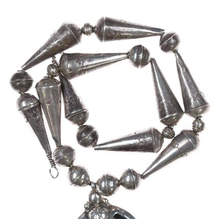 17" J*C Vintage Native American sterling and turquoise beaded cross necklace - Estate Fresh Austin