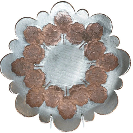 17" Vintage Continental Beaten Copper Mixed metals tray - Estate Fresh Austin