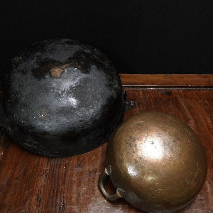 17th-18th Century Fur Trade Era Bronze Handled Graduated Kettles Wok Style Candy - Estate Fresh Austin