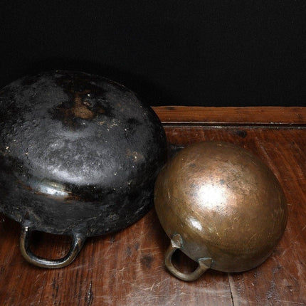 17th-18th Century Fur Trade Era Bronze Handled Graduated Kettles Wok Style Candy - Estate Fresh Austin