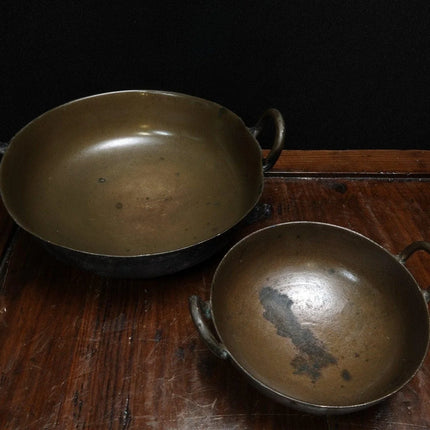 17th-18th Century Fur Trade Era Bronze Handled Graduated Kettles Wok Style Candy - Estate Fresh Austin