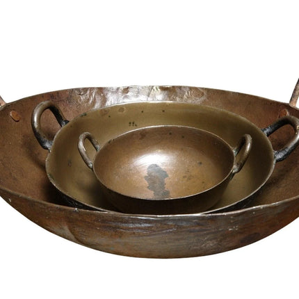 17th-18th Century Fur Trade Era Bronze Handled Graduated Kettles Wok Style Candy - Estate Fresh Austin