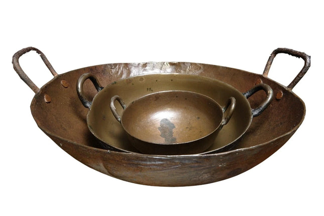 17th-18th Century Fur Trade Era Bronze Handled Graduated Kettles Wok Style Candy - Estate Fresh Austin