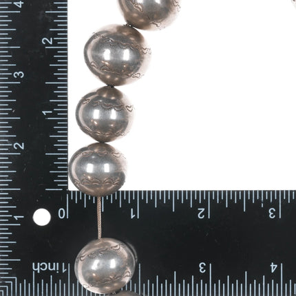 18" Large Vintage Hand Stamped Navajo pearl sterling necklace - Estate Fresh Austin