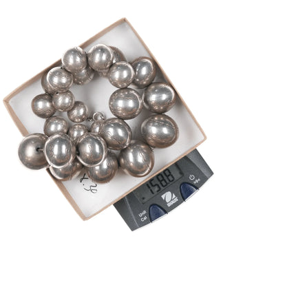 18" Large Vintage Hand Stamped Navajo pearl sterling necklace - Estate Fresh Austin