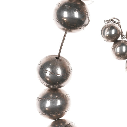 18" Large Vintage Hand Stamped Navajo pearl sterling necklace - Estate Fresh Austin