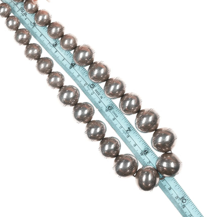 18" Large Vintage Hand Stamped Navajo pearl sterling necklace - Estate Fresh Austin