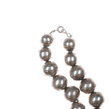18" Large Vintage Hand Stamped Navajo pearl sterling necklace - Estate Fresh Austin