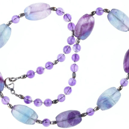 18" Retro Sterling/Amethyst multicolor quartz necklace - Estate Fresh Austin