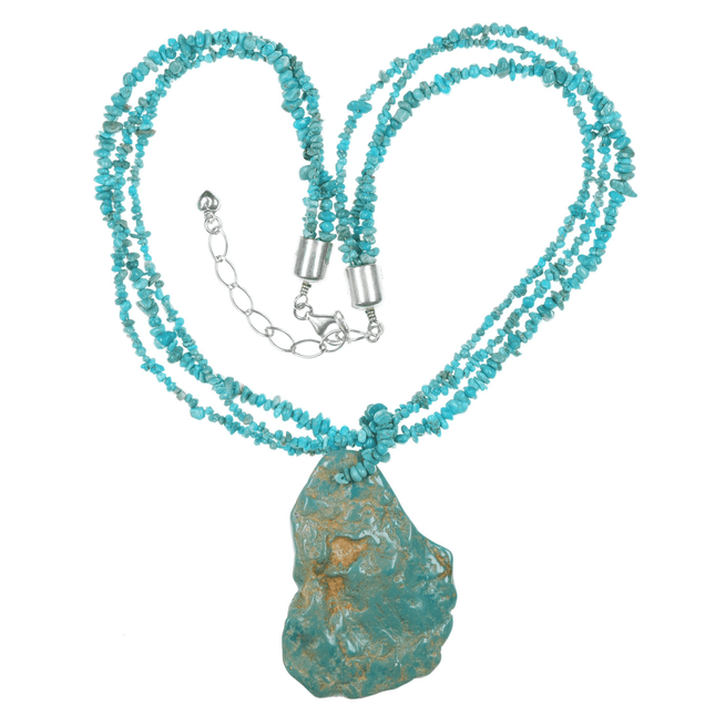 18" Southwestern Jay King - Desert Rose Trading turquoise and sterling beaded necklace - Estate Fresh Austin