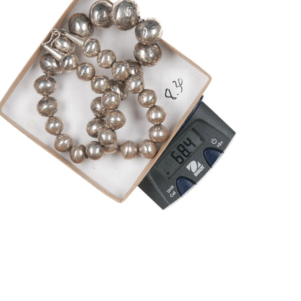 18" Vintage Hand Stamped Navajo pearl sterling necklace - Estate Fresh Austin