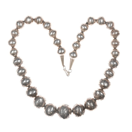 18" Vintage Hand Stamped Navajo pearl sterling necklace - Estate Fresh Austin