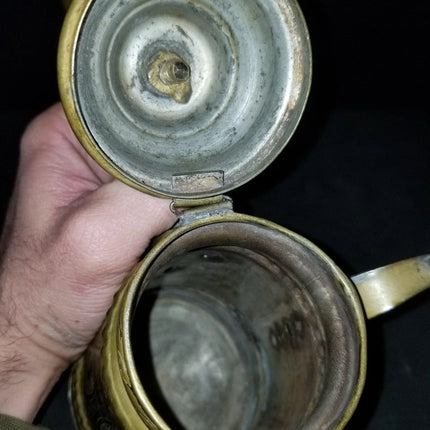 1800's Middle Eastern Brass Dallah with stick handle - Estate Fresh Austin