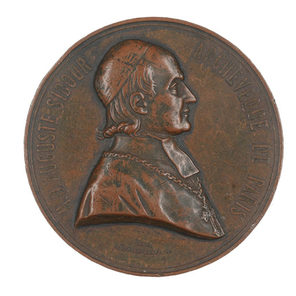 1849 Sibour (1792-1857) Catholic Archbishop of Paris Bronze Medallion - Estate Fresh Austin