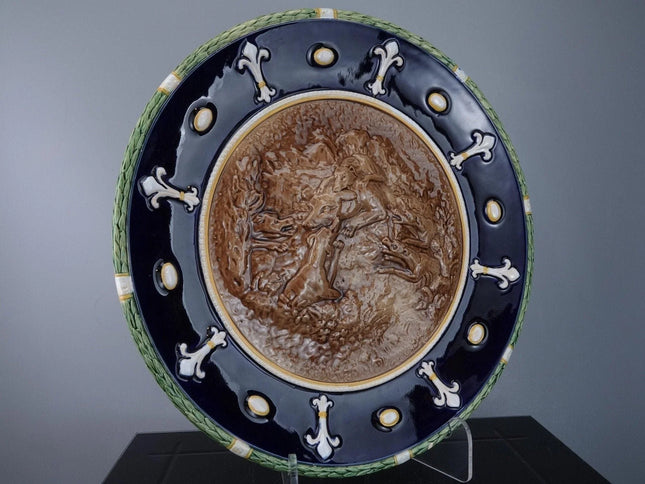 1851 Minton Majolica Charger with scene - Estate Fresh Austin