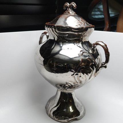 1860's Hotel Hot Tea Server Samovar Staffordshire Silver Lustre 15.5" tall x 11. - Estate Fresh Austin