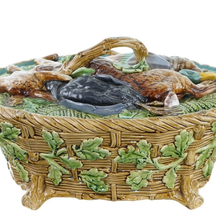 1860's Minton Majolica Game Pie Dish with lid - Estate Fresh Austin