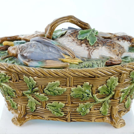 1860's Minton Majolica Game Pie Dish with lid - Estate Fresh Austin