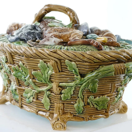 1860's Minton Majolica Game Pie Dish with lid - Estate Fresh Austin