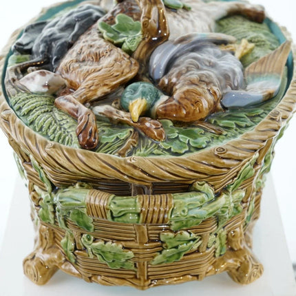 1860's Minton Majolica Game Pie Dish with lid - Estate Fresh Austin