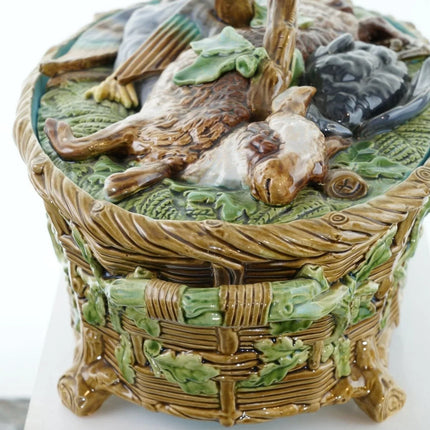 1860's Minton Majolica Game Pie Dish with lid - Estate Fresh Austin