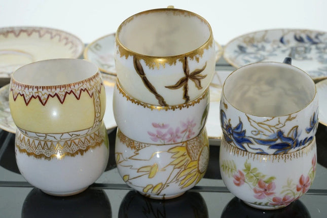 1880's French A Klingenberg Limoges Demitasse cup and saucer set (7) with p mono - Estate Fresh Austin