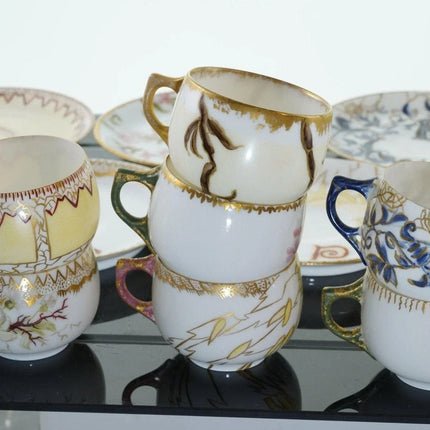 1880's French A Klingenberg Limoges Demitasse cup and saucer set (7) with p mono - Estate Fresh Austin