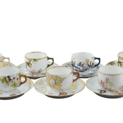 1880's French A Klingenberg Limoges Demitasse cup and saucer set (7) with p mono - Estate Fresh Austin