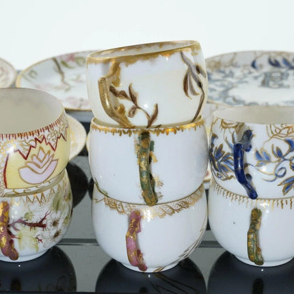 1880's French A Klingenberg Limoges Demitasse cup and saucer set (7) with p mono - Estate Fresh Austin