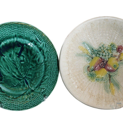 1880's Majolica Plate and shallow bowls - Estate Fresh Austin