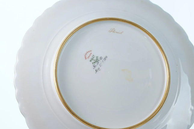 1890's French Haviland Hand painted Raised Gold Cabinet plate Floreal by Soustre - Estate Fresh Austin