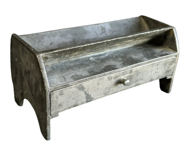 1892 Miniature Pewter child's Dollhouse Desk or desk caddy - Estate Fresh Austin