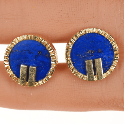 18k Gold French Art Deco Lapis cufflinks for Nieman Marcus - Estate Fresh Austin