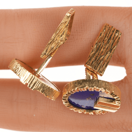 18k Gold French Art Deco Lapis cufflinks for Nieman Marcus - Estate Fresh Austin