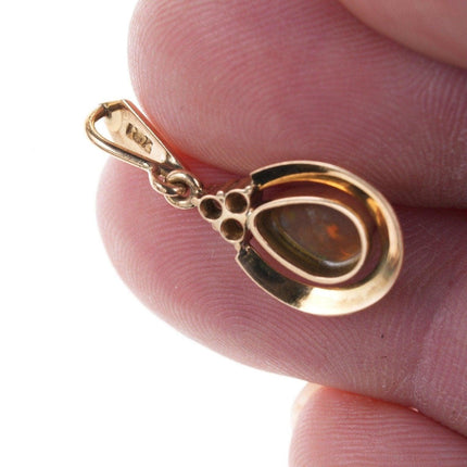 18k Natural Ethiopian Brown Opal/Diamond pendant - Estate Fresh Austin