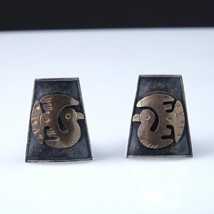 18k/Sterling Old Cuzco Peruvian Clip on Earrings - Estate Fresh Austin