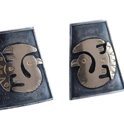 18k/Sterling Old Cuzco Peruvian Clip on Earrings - Estate Fresh Austin