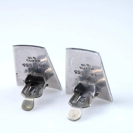 18k/Sterling Old Cuzco Peruvian Clip on Earrings - Estate Fresh Austin