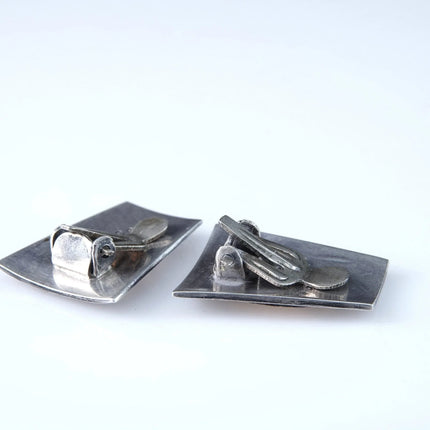 18k/Sterling Old Cuzco Peruvian Clip on Earrings - Estate Fresh Austin