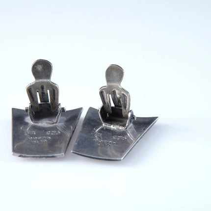 18k/Sterling Old Cuzco Peruvian Clip on Earrings - Estate Fresh Austin