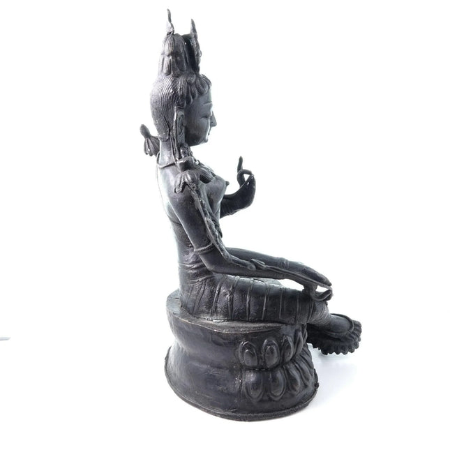 18th-19th Century Tibetan Bronze Buddhist Tara Sculpture Antique Buddha - Estate Fresh Austin