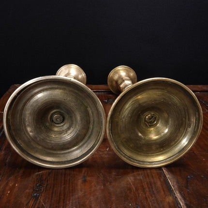 18th Century Heavy Brass Candlesticks Pair - Estate Fresh Austin