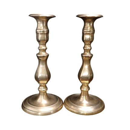 18th Century Heavy Brass Candlesticks Pair - Estate Fresh Austin