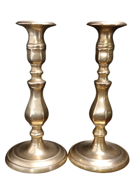 18th Century Heavy Brass Candlesticks Pair - Estate Fresh Austin